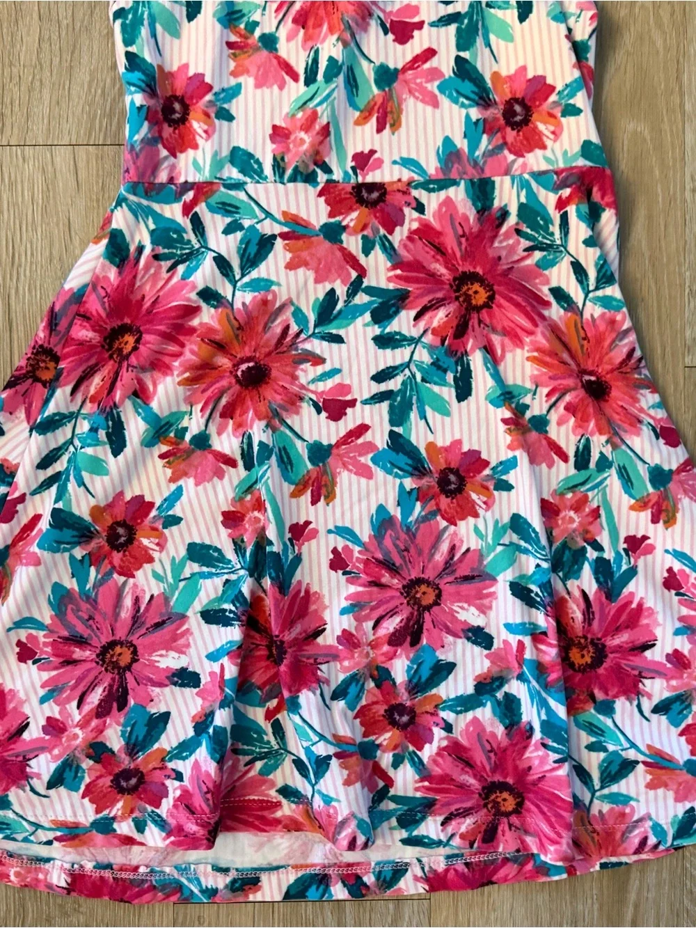 1st Kiss Girl's Size 7/8 Bright Pink Floral Polyester Blend Casual Sundress